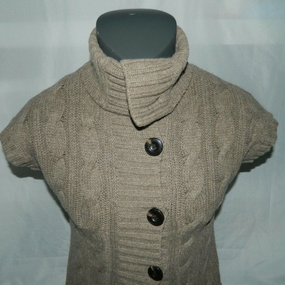 Eddie Bauer Knit Turtle neck Cardigan Sweater Short Sleeve Brown Womens XS - Picture 4 of 10